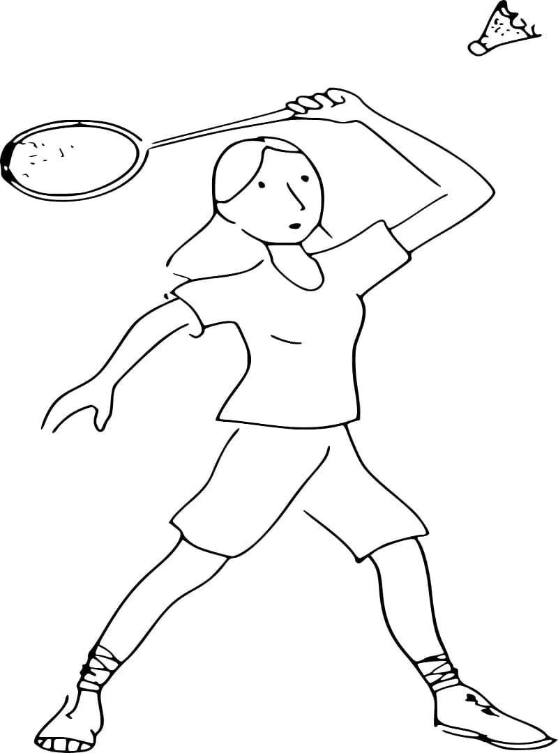 Målarbild En Tjej Spelar Badminton