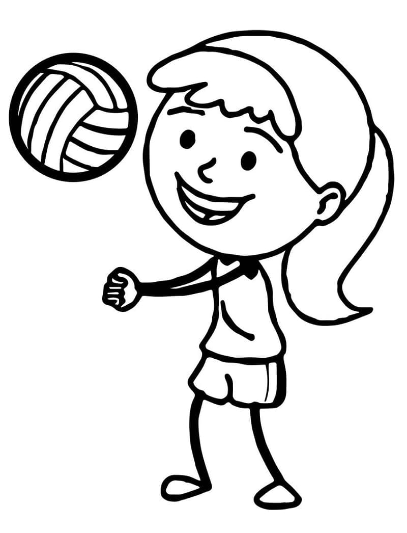 Målarbild Flicka Spelar Volleyboll