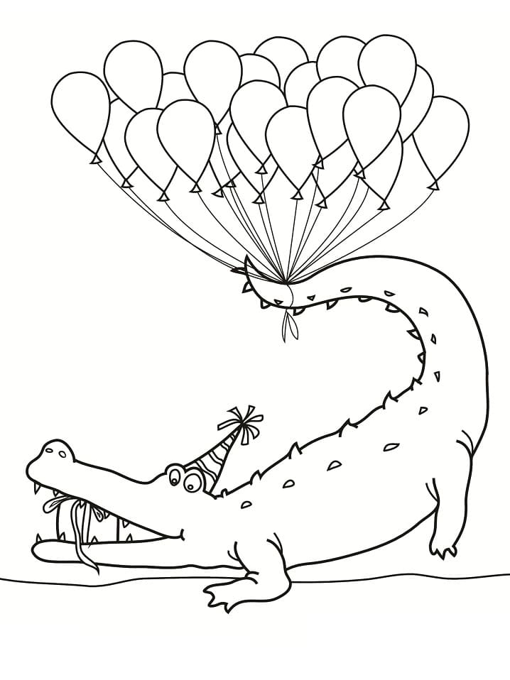 Målarbild Grattis på födelsedagen med Alligator