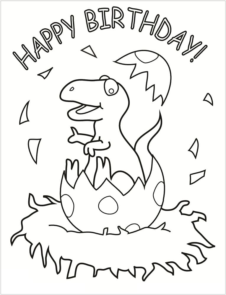 Målarbild Grattis på födelsedagen med Dinosaurie