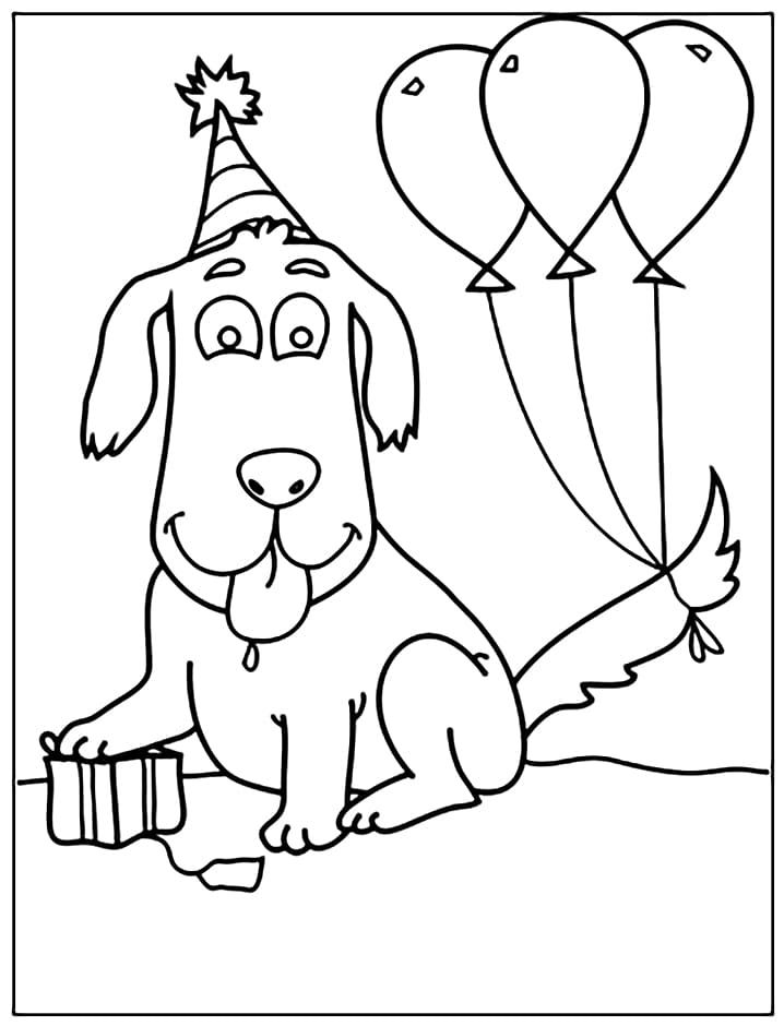 Målarbild Grattis på födelsedagen med Hund
