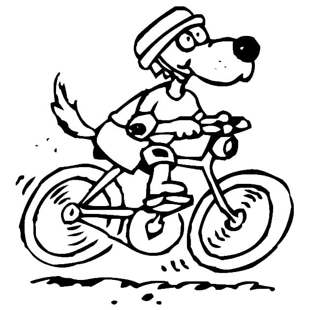Målarbild Hunden Cyklar