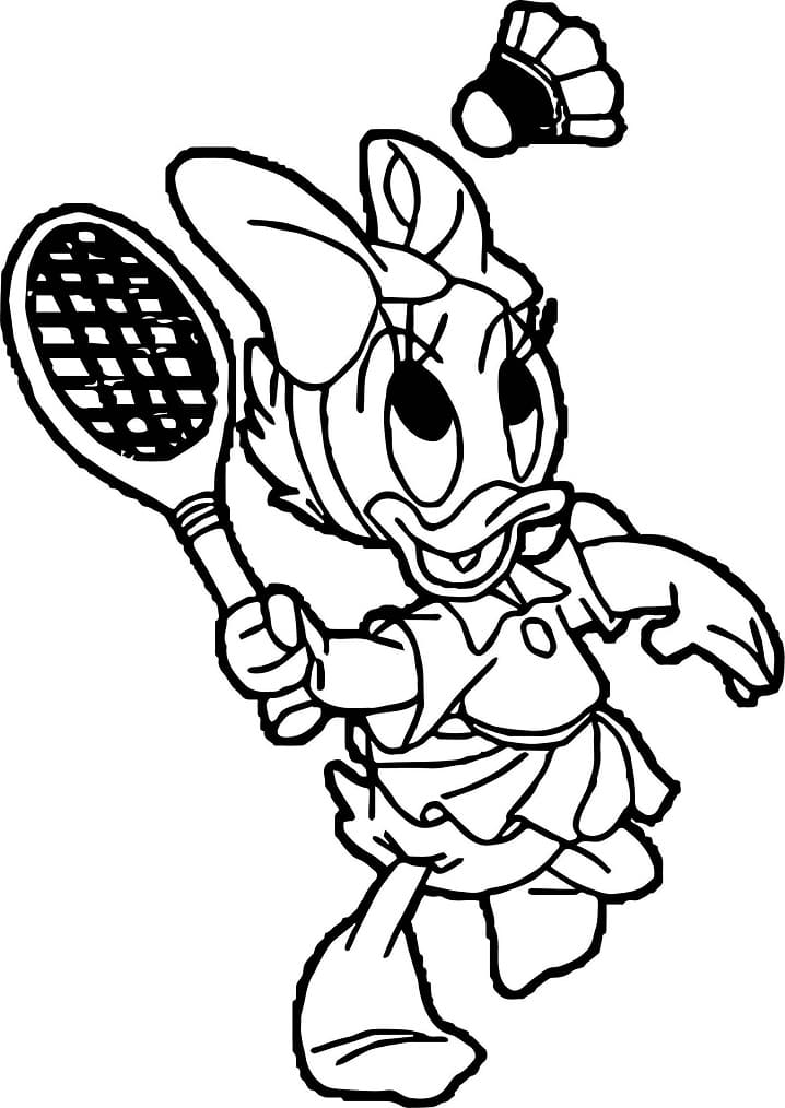 Målarbild Kajsa Anka Spelar Badminton