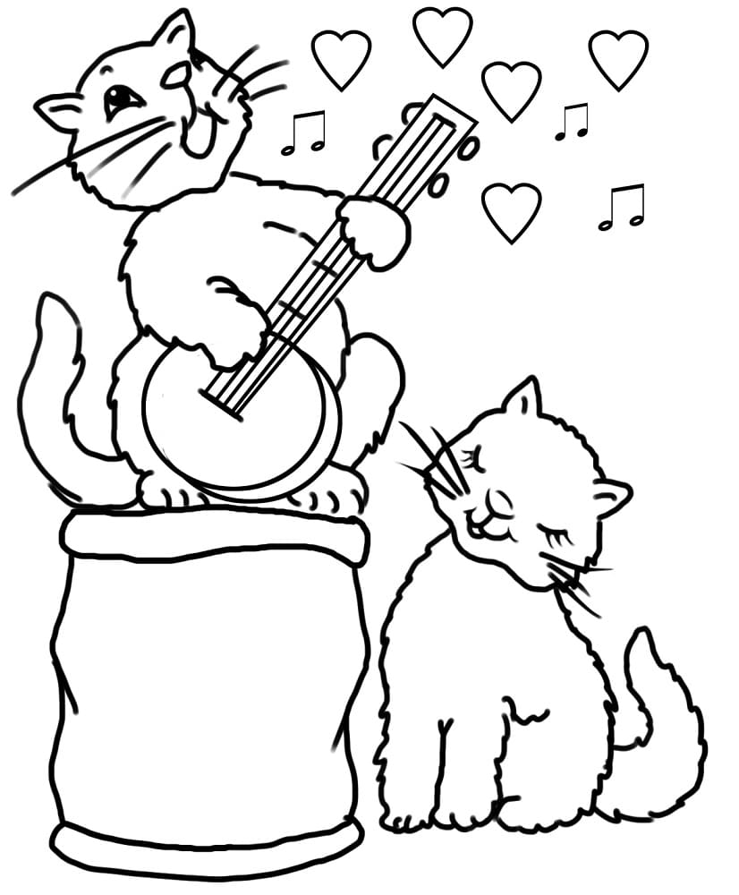 Målarbild Katt Spelar Banjo