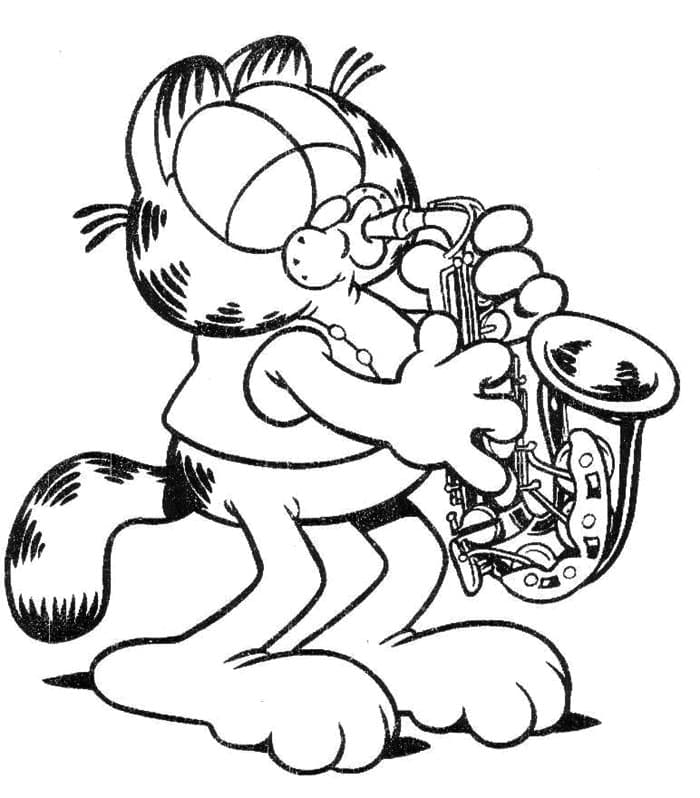Målarbild Katten Gustaf Spelar Saxofon
