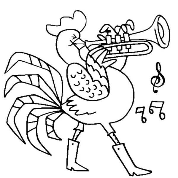 Målarbild Kyckling Spelar Trumpet