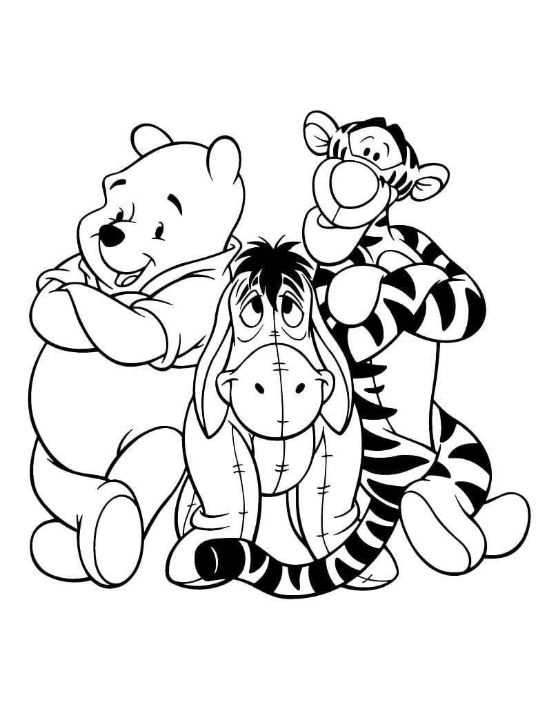 Målarbild Nalle Puh med I-or och Tiger