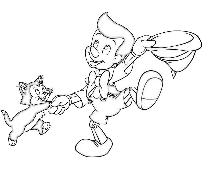 Målarbild Pinocchio med Figaro