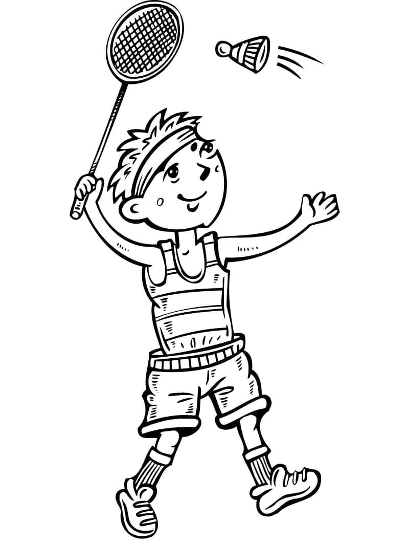 Målarbild Pojke Spelar Badminton