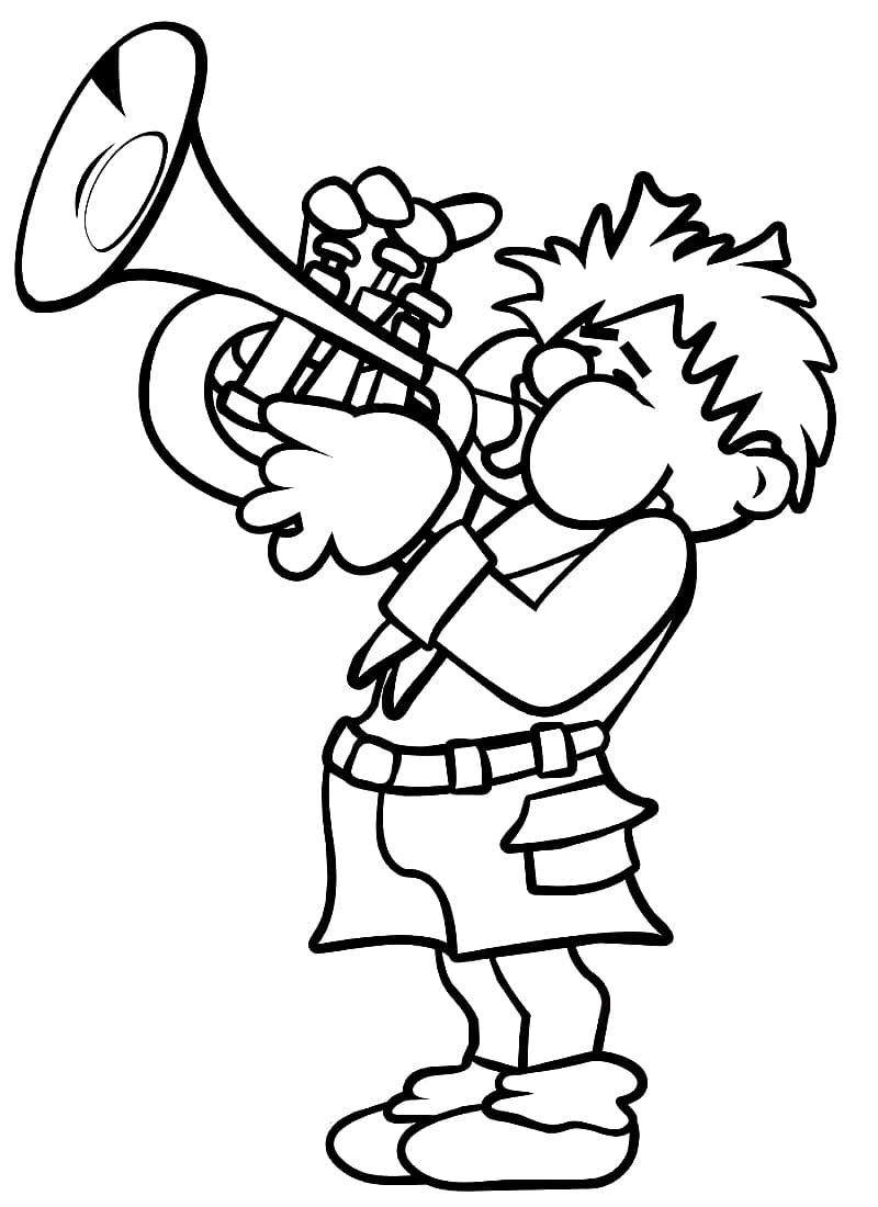 Målarbild Pojke Spelar Trumpet