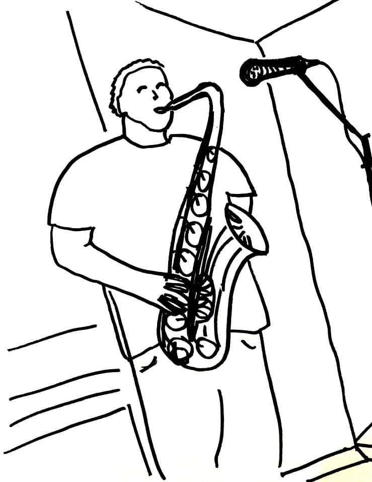 Målarbild Saxofonist