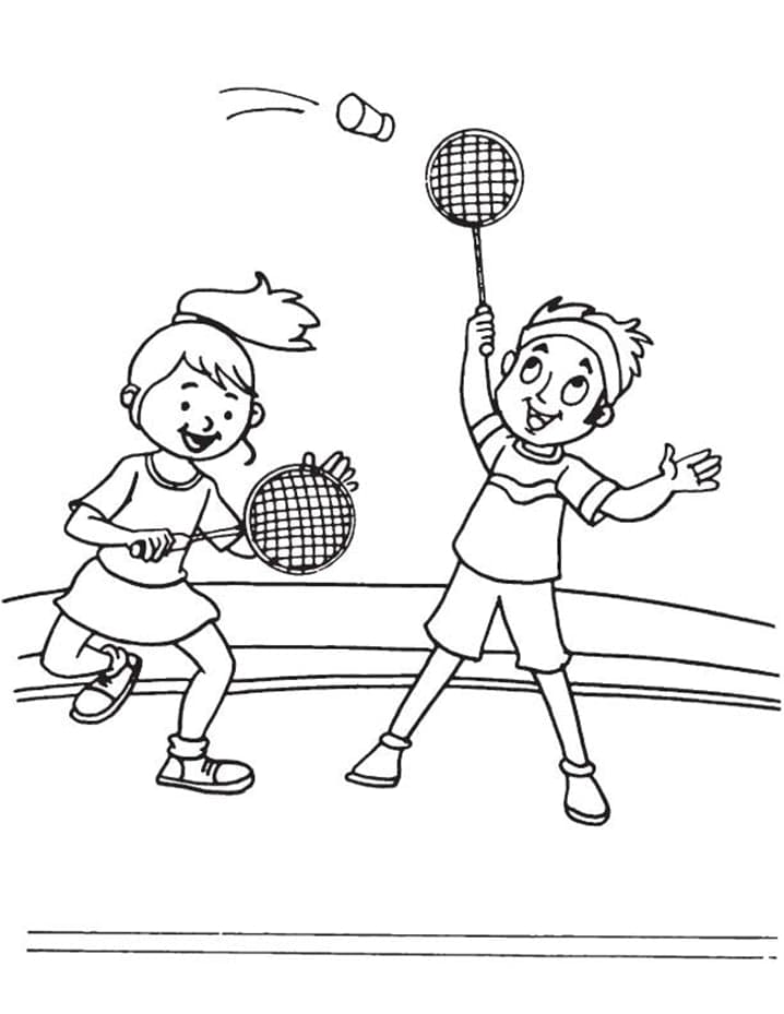 Målarbild Spelar Badminton