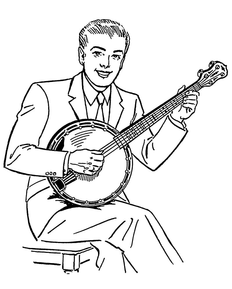 Målarbild Spelar Banjo