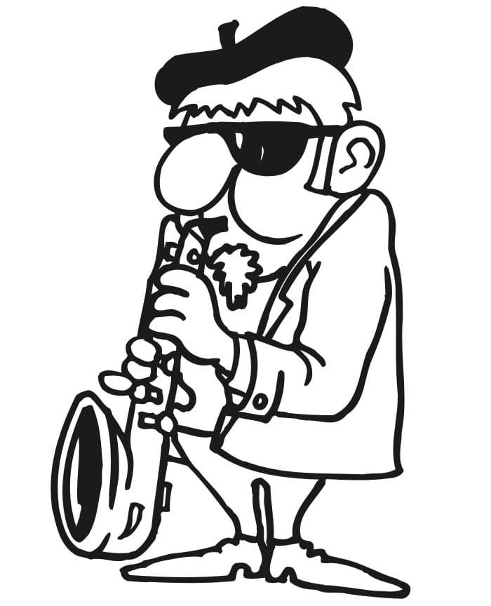 Målarbild Spelar Saxofon