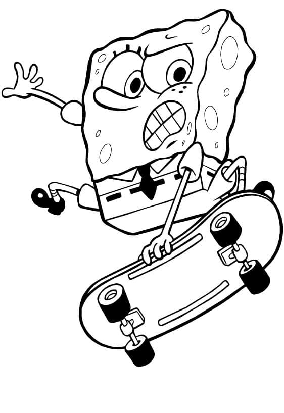 Målarbild Svampbob åker Skateboard
