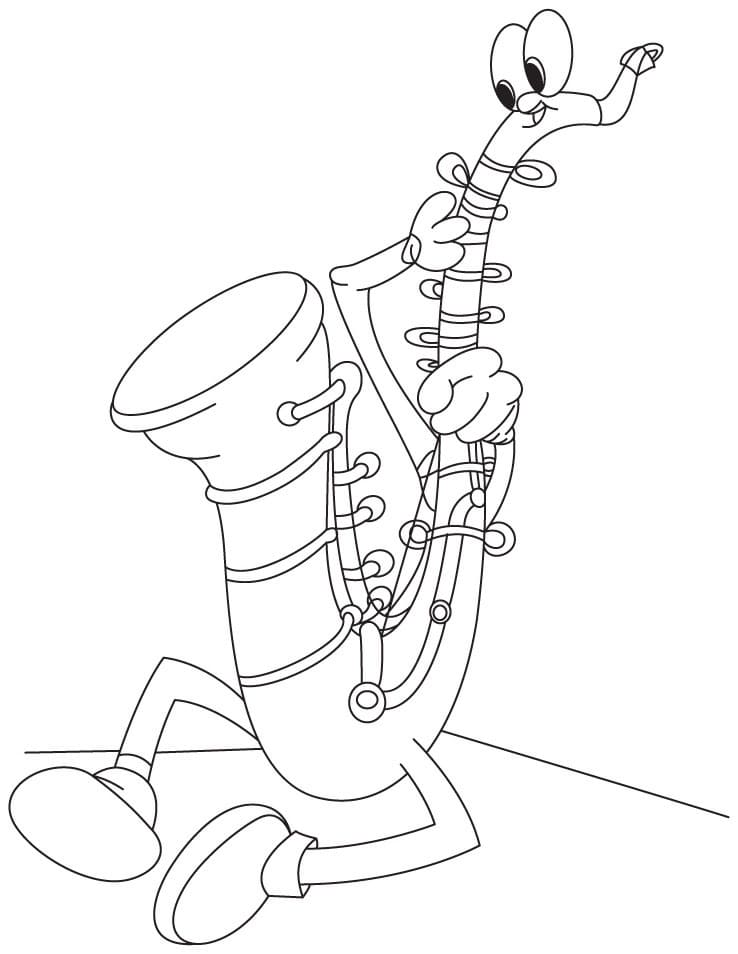 Målarbild Tecknad Saxofon