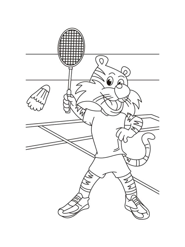 Målarbild Tiger Spelar Badminton