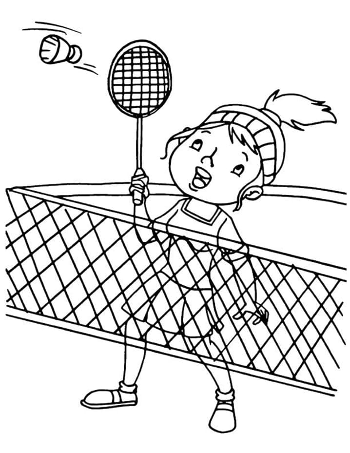 Målarbild Tjej Spelar Badminton