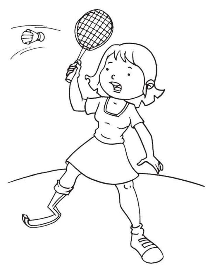 Målarbild Tonårsflicka Spelar Badminton