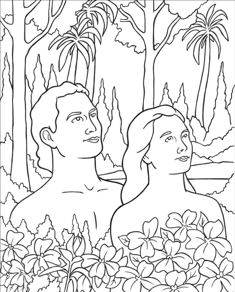 Målarbild Adam och Eva 10