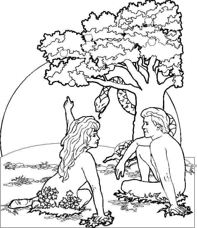 Målarbild Adam och Eva 13