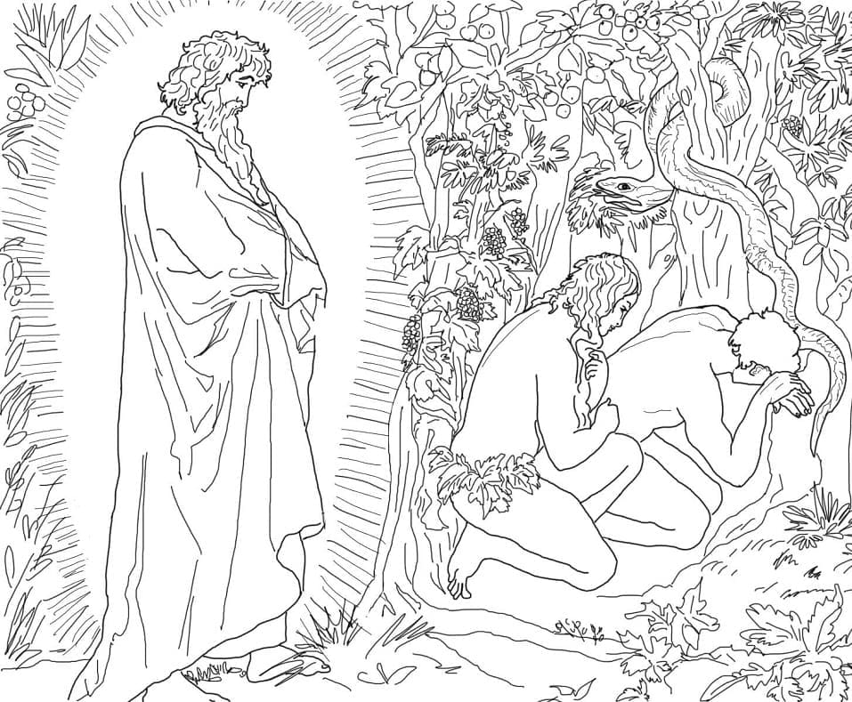 Målarbild Adam och Eva 4