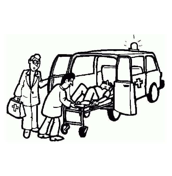 Målarbild Ambulans med Patient
