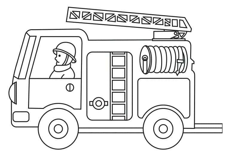 Målarbild Brandman På Brandbil