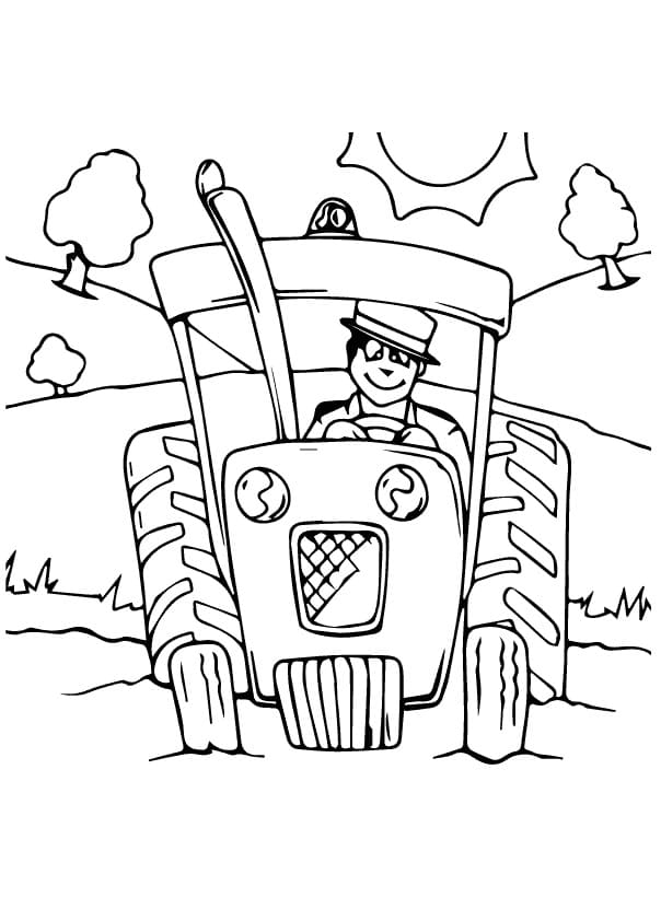 Målarbild En Bonde på Traktor