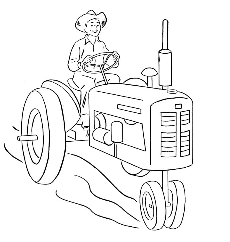 Målarbild En Man Kör Traktor