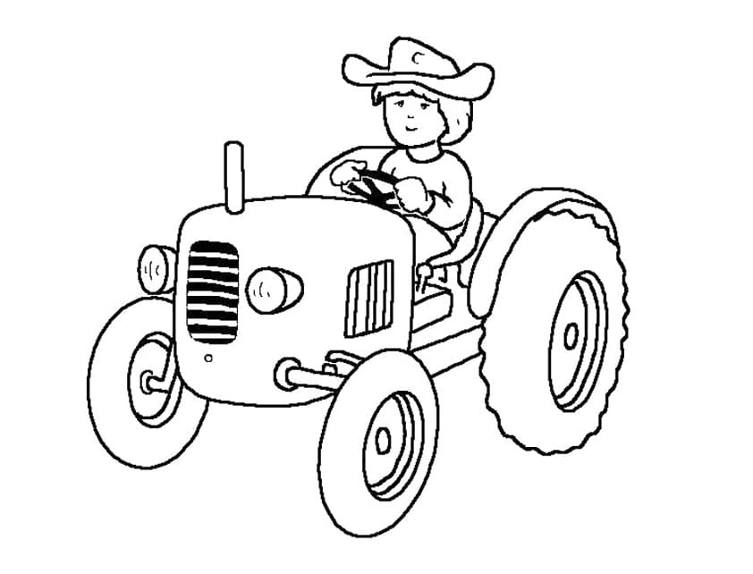 Målarbild En Pojke Kör Traktor