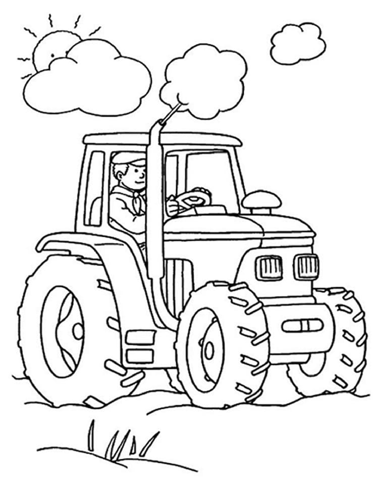 Målarbild Körande Traktor