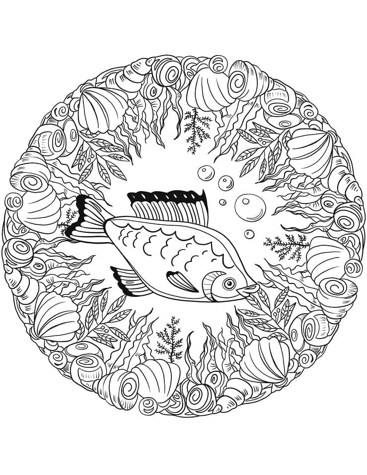 Målarbild Mandala med Fisk