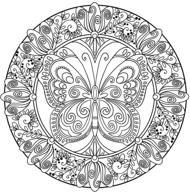 Målarbild Mandala med Fjäril