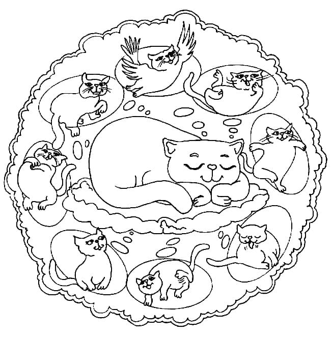 Målarbild Mandala med Katter