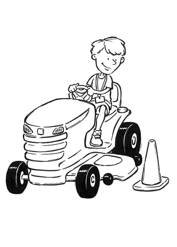 Målarbild Pojken Kör Traktor
