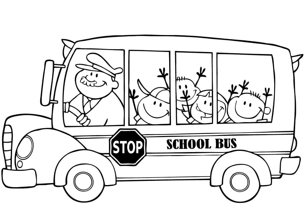 Målarbild Skolbuss för Barn