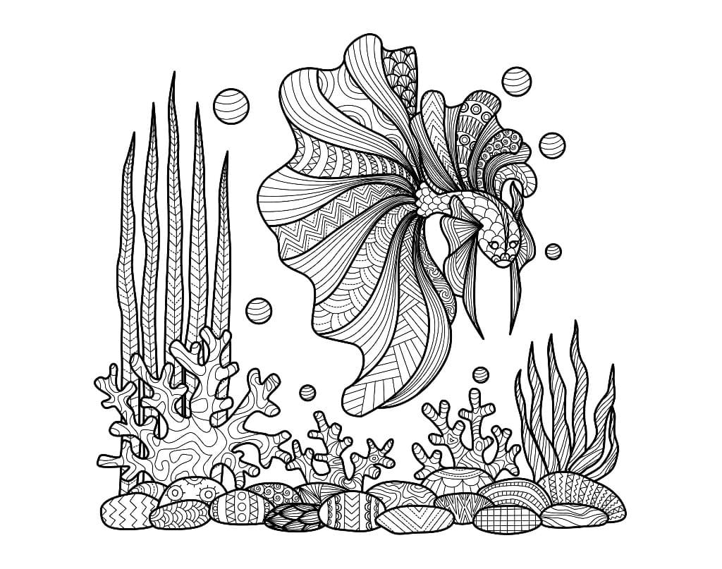 Målarbild Zentangle Fisk