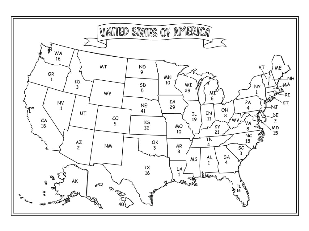 Målarbild Amerika Karta 8