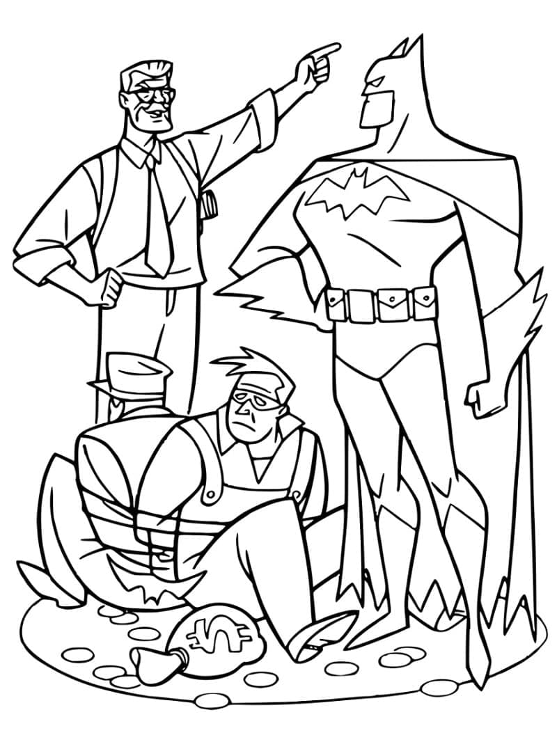 Målarbild Batman Fångade Två Tjuvar