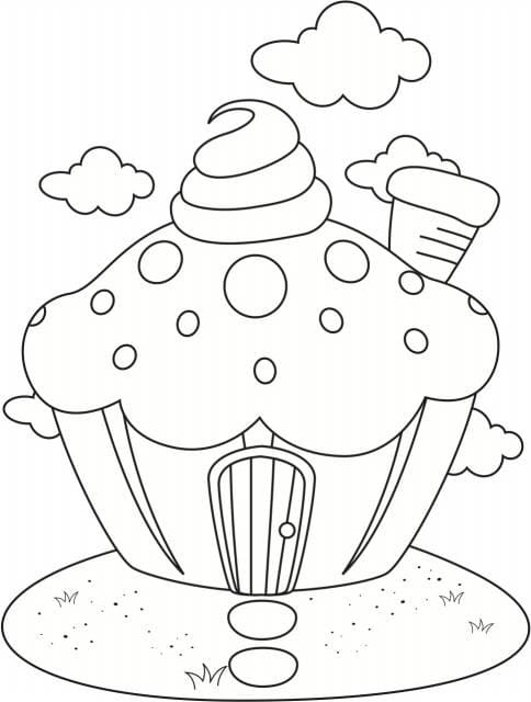 Målarbild Cupcake Hus