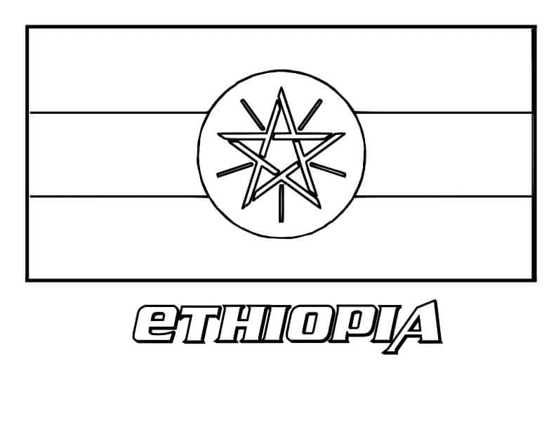 Målarbild Etiopien Flagga