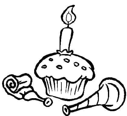 Målarbild Födelsedag Cupcake