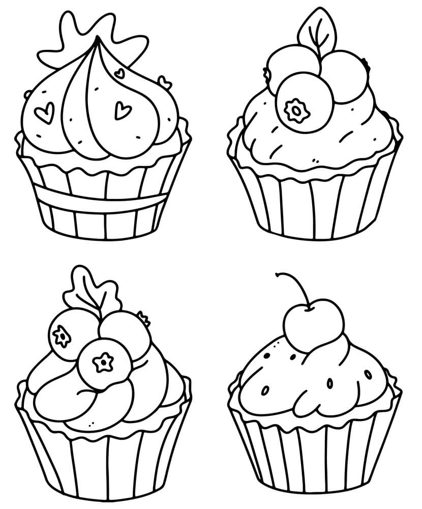 Målarbild Fyra Cupcakes