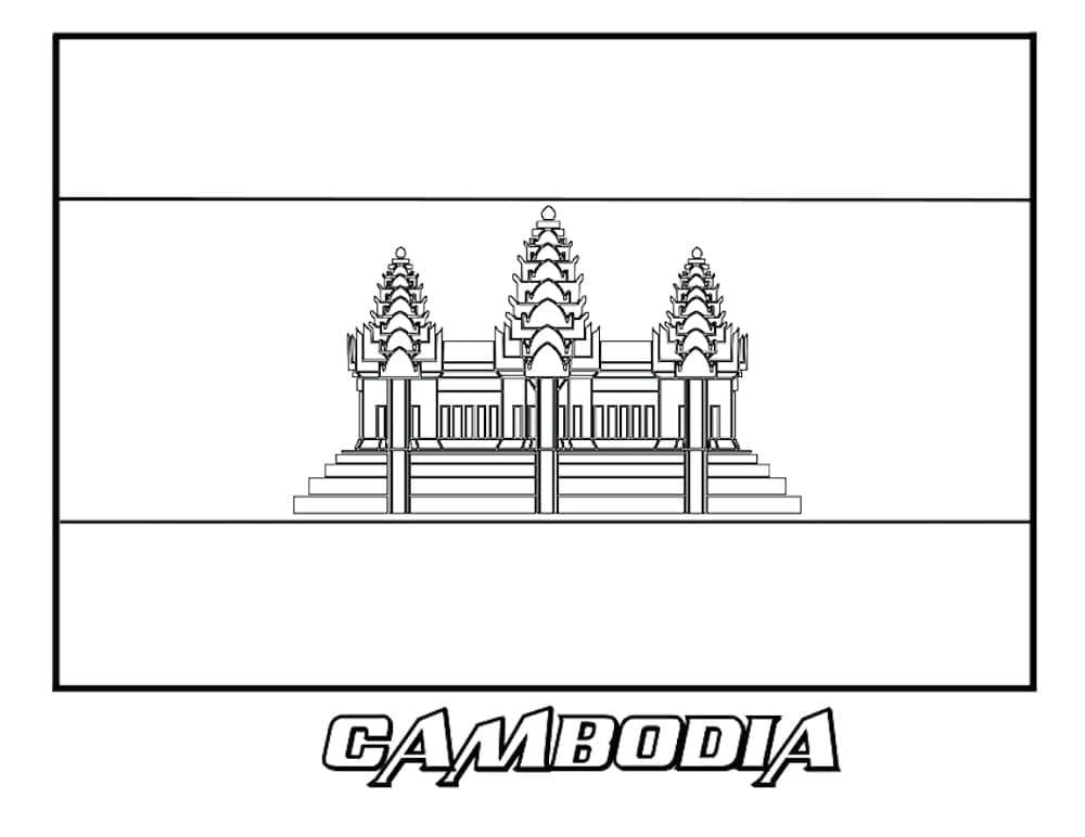Målarbild Kambodja Flagga