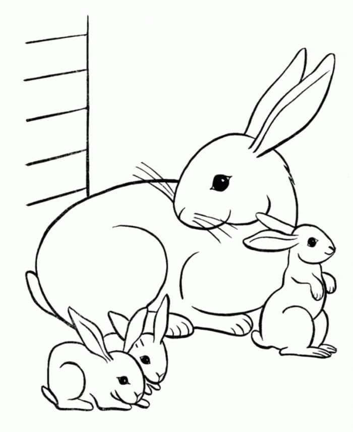 Målarbild Kanin Familj