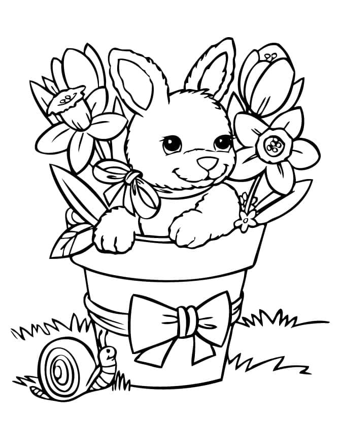 Målarbild Kanin i en Blomvas