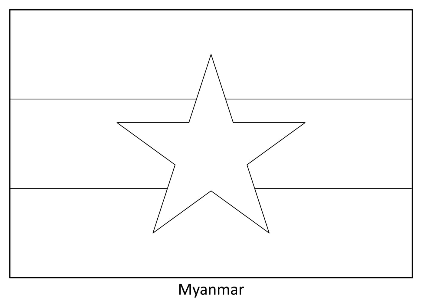 Målarbild Myanmar Flagga