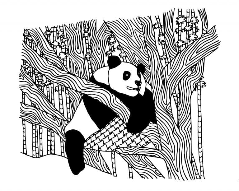 Målarbild Panda På ett Träd