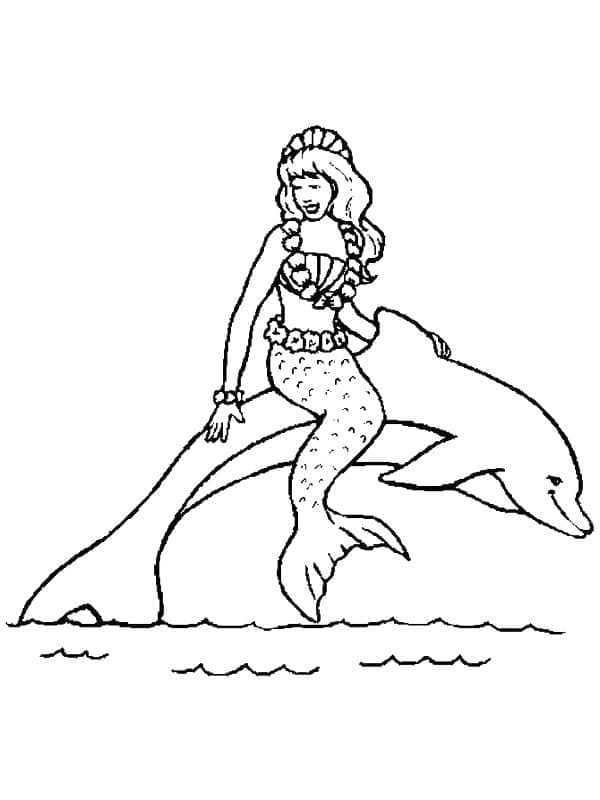 Målarbild Sjöjungfru med Delfin